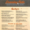 Food Menu The Leaning Side Restaurant & Bar